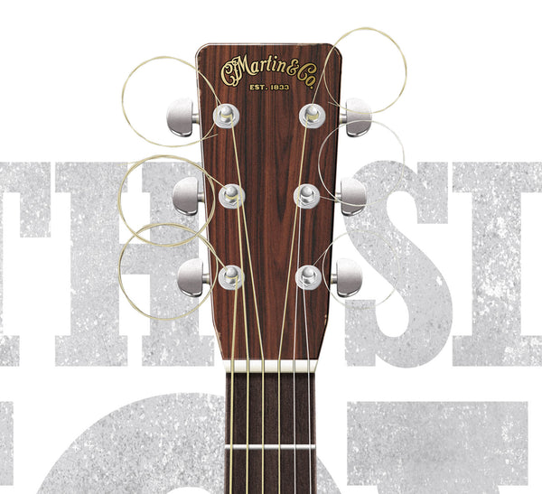Joni Mitchell's Martin D-28 Both Sides Now Typography Guitar Poster, Wall Decor, Guitar Print, Guitar Art