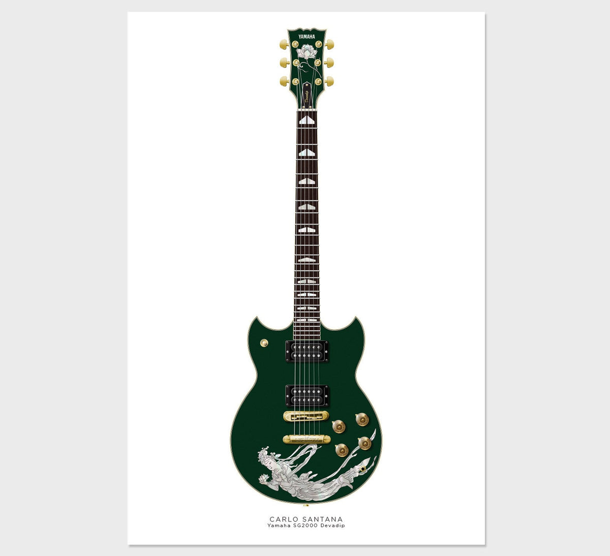 Carlo Santana's Yamaha SG2000 Devadip Guitar Poster, Guitar Print