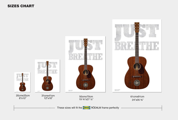 Eddie Vedder's Martin 00-17 Just Breathe Guitar Poster, Wall Decor, Guitar Print, Guitar Art