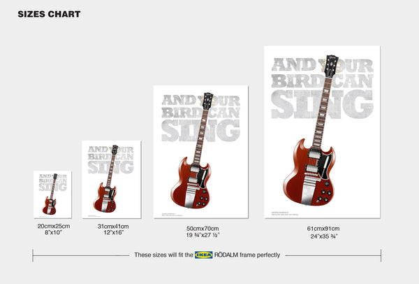 George Harrison's Gibson SG And Your Bird Can Sing Typography Guitar Poster, Wall Decor,  Guitar Print, Guitar Art