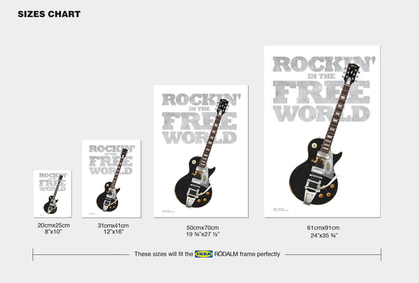 Neil Young's Gibson Les Paul “Old Black” Rockin' in the Free World Typography Guitar Poster, Wall Decor, Guitar Print, Guitar Art