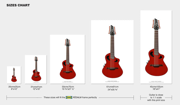 Dave Matthews's Veillette Gryphon 12-String Little Red Guitar Poster, Wall Decor, Guitar Print, Guitar Art