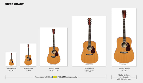 Dave Matthews's Martin DM3MD Guitar Poster, Wall Decor, Guitar Print, Guitar Art