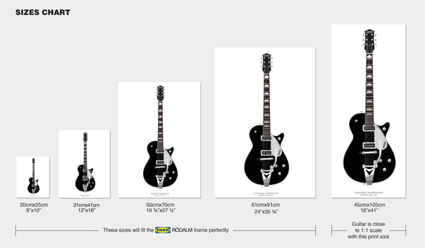 The Beatles Guitar Poster: George Harrison's Gretsch Duo Jet, Wall Decor, Guitar Print, Guitar Art