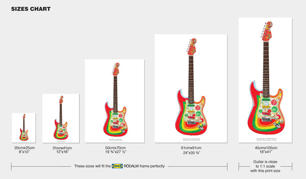 The Beatles Guitar Poster: George Harrison's Fender Rocky Stratocaster, Wall Decor, Guitar Print, Guitar Art