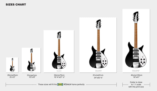The Beatles Guitar Poster: John Lennon's Rickenbacker 325, Wall Decor, Guitar Print, Guitar Art