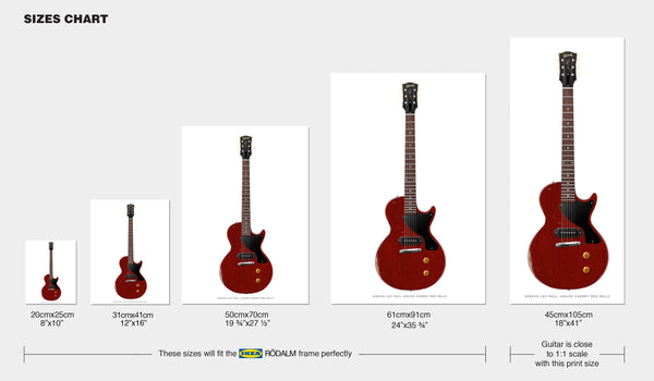 Gibson Les Paul Junior Relic Guitar Poster Cherry Red. Personalized Gifts, Wall Decor, Guitar Print, Guitar Art