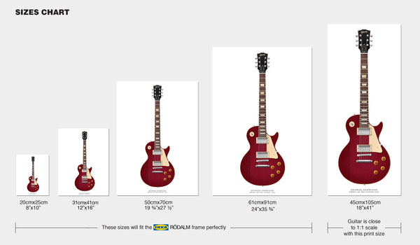 The Beatles Guitar Poster: George Harrison's Gibson Les Paul Lucy, Wall Decor, Guitar Print, Guitar Art