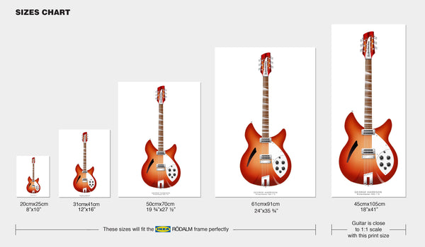 The Beatles Guitars Poster: George Harrison's Rickenbacker 360_12 Guitar Poster, Guitar Print, Wall Decor, Guitar Art