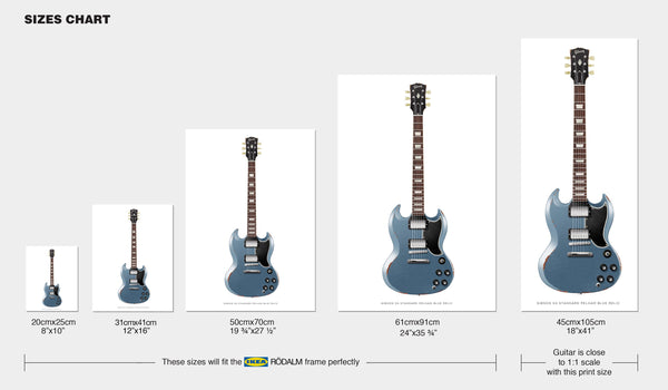 Gibson SG Relic Guitar Poster Pelham Blue. Personalized Gifts, Wall Decor, Guitar Print, Guitar Art