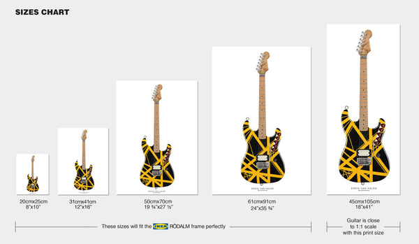 Eddie Van Halen Bumblebee Guitar Poster, Wall Decor, Guitar Print, Guitar Art