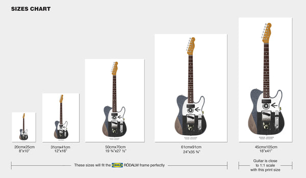 Eddie Vedder's Fender Telecaster Guitar Poster, Guitar Print, Guitar Art, Wall Decor
