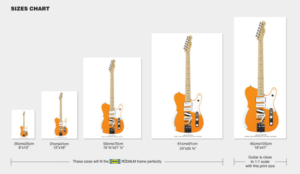 Jack White's Fender Three-Wheel-Motion Low Rider Telecaster Guitar Poster, Wall Decor, Guitar Print, Guitar Art