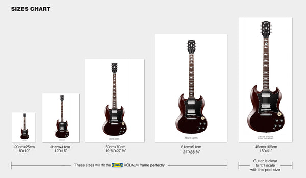 Angus Young's Gibson SG Signature Guitar Poster, Wall Decor, Guitar Print, Guitar Art