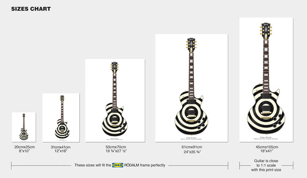 Zakk Wylde's Gibson Les Paul Custom Bullseye Guitar Poster, Wall Decor, Guitar Print, Guitar Art