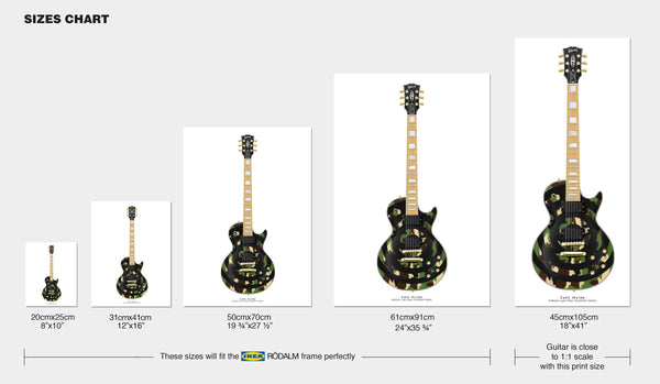 Zakk Wylde's Gibson Les Paul Custom Camo Bullseye Guitar Poster Art Print