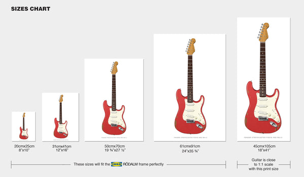 Fender Stratocaster Relic  Guitar Poster Fiesta Red Art. Personalized Gifts, Wall Decor, Guitar Print, Guitar Art