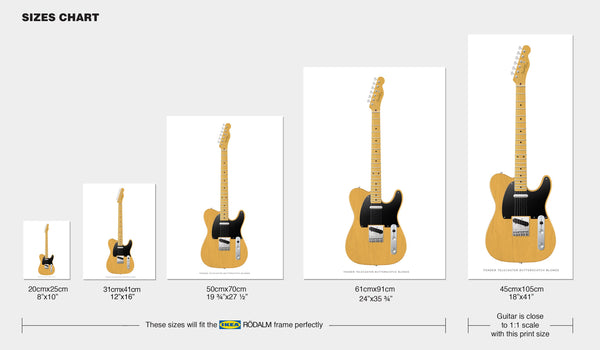 Fender Telecaster Guitar Poster Blonde. Personalized Gifts, Wall Decor, Guitar Print, Guitar Art