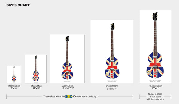 The Beatles Guitars Poster: Paul McCartney's Hofner 500-1 Violin Bass Jubilee Guitar Poster, Wall Decor, Guitar Print, Guitar Art
