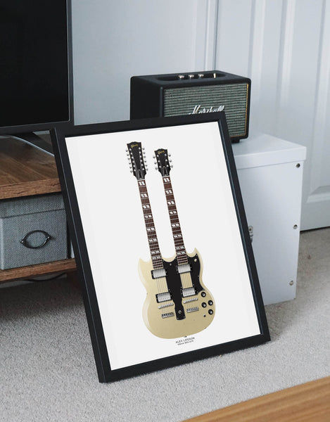 Alex Lifeson's Gibson EDS1275 Double Neck Guitar Poster, Wall Decor, Guitar Print, Guitar Art