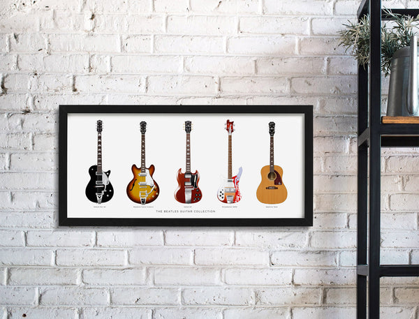 The Beatles Guitar Collection Poster, Wall Decor, Guitar Print, Guitar Art