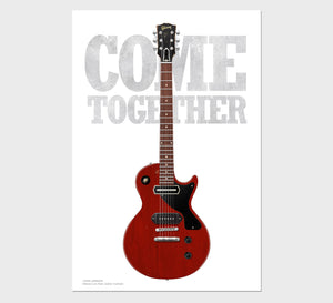 John Lennon's Gibson Les Paul Junior Come Together Typography Guitar Poster, Wall Decor, Guitar Print, Guitar Art
