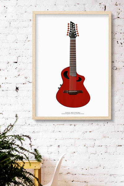 Dave Matthews's Veillette Gryphon 12-String Little Red Guitar Poster, Wall Decor, Guitar Print, Guitar Art