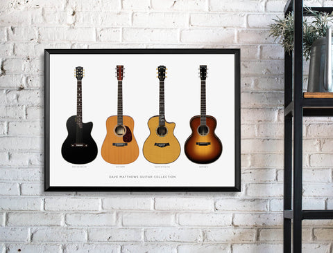 Dave Matthews Guitar Collection Poster, Guitar Print, Guitar Art, Wall Decor