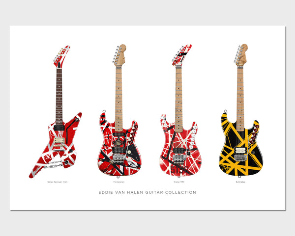 Eddie Van Halen Guitar Collection Poster, Guitar Print, Guitar Art, Wall Decor