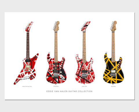 Eddie Van Halen Guitar Collection Poster, Guitar Print, Guitar Art, Wall Decor