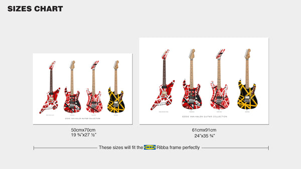 Eddie Van Halen Guitar Collection Poster, Guitar Print, Guitar Art, Wall Decor
