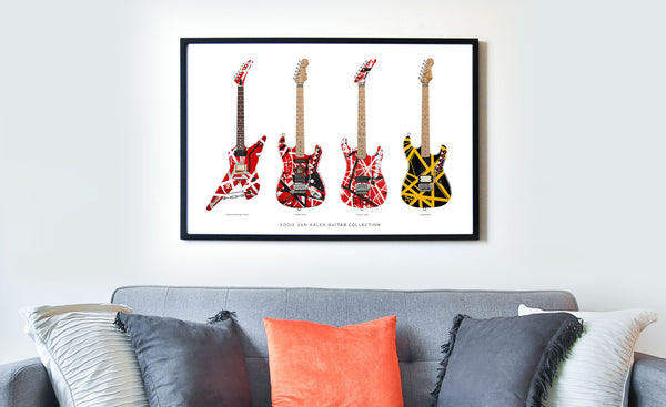 Eddie Van Halen Guitar Collection Poster, Guitar Print, Guitar Art, Wall Decor