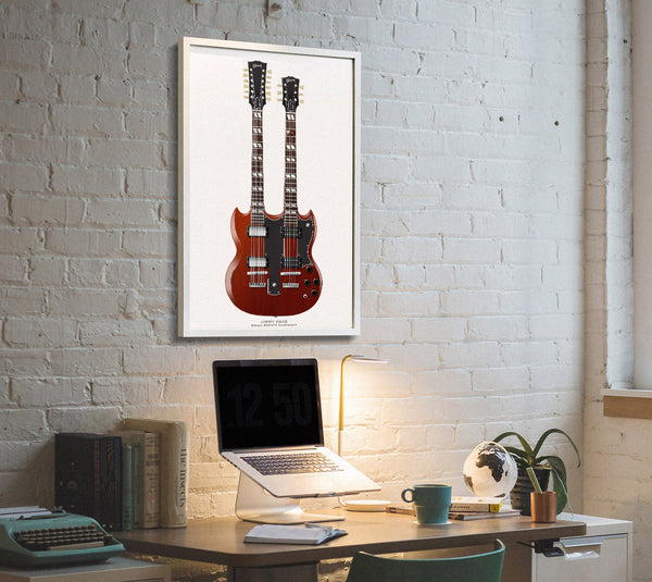 Jimmy Page's Gibson EDS1275 Doubleneck Guitar Poster, Wall Decor, Guitar Print, Guitar Art