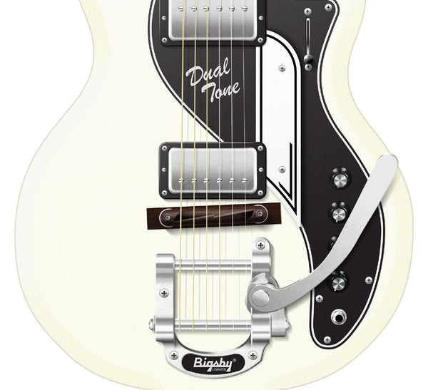 David Bowie's Supro Dual Tone Heros Typography Guitar Poster, Wall Decor, Guitar Print, Guitar Art