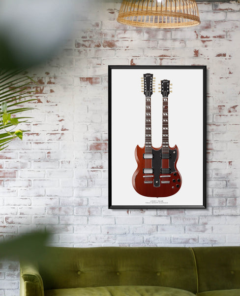 Jimmy Page's Gibson EDS1275 Doubleneck Guitar Poster, Wall Decor, Guitar Print, Guitar Art