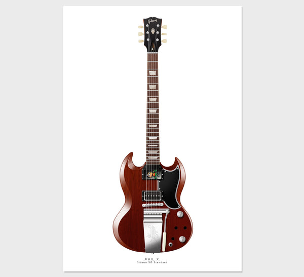 Phil X's Gibson SG Guitar Poster, Wall Decor, Guitar Print, Guitar Art