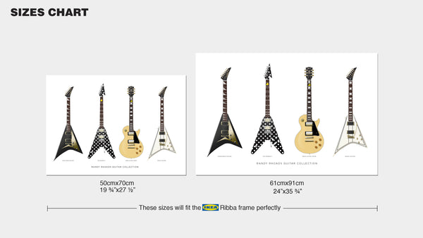 Randy Rhoads Guitar Collection Poster, Guitar Print, Guitar Art, Wall Decor