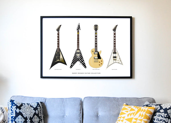 Randy Rhoads Guitar Collection Poster, Guitar Print, Guitar Art, Wall Decor