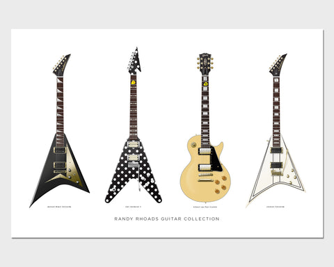Randy Rhoads Guitar Collection Poster, Guitar Print, Guitar Art, Wall Decor