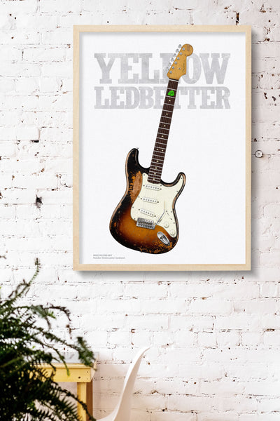 Mike McCready's Fender Stratocaster Yellow Ledbetter Typography Guitar Poster, Wall Decor, Guitar Print, Guitar Art