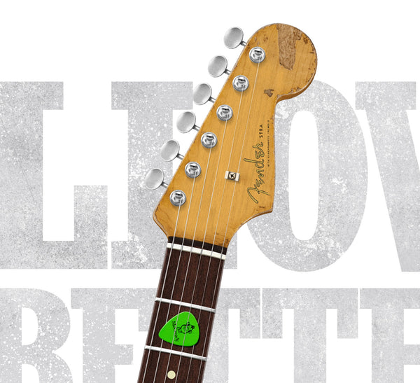 Mike McCready's Fender Stratocaster Yellow Ledbetter Typography Guitar Poster, Wall Decor, Guitar Print, Guitar Art