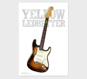 Mike McCready's Fender Stratocaster Yellow Ledbetter Typography Guitar Poster, Wall Decor, Guitar Print, Guitar Art