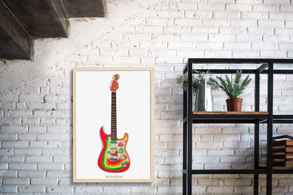 The Beatles Guitar Poster: George Harrison's Fender Rocky Stratocaster, Wall Decor, Guitar Print, Guitar Art