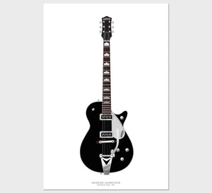 The Beatles Guitar Poster: George Harrison's Gretsch Duo Jet, Wall Decor, Guitar Print, Guitar Art