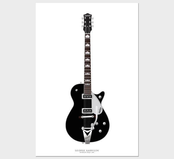 The Beatles Guitar Poster: George Harrison's Gretsch Duo Jet, Wall Decor, Guitar Print, Guitar Art
