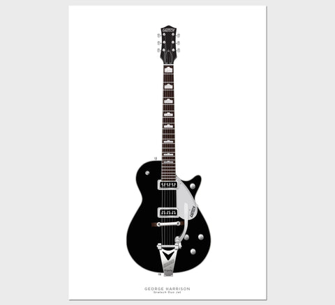 The Beatles Guitar Poster: George Harrison's Gretsch Duo Jet, Wall Decor, Guitar Print, Guitar Art