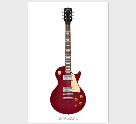 The Beatles Guitar Poster: George Harrison's Gibson Les Paul Lucy, Wall Decor, Guitar Print, Guitar Art