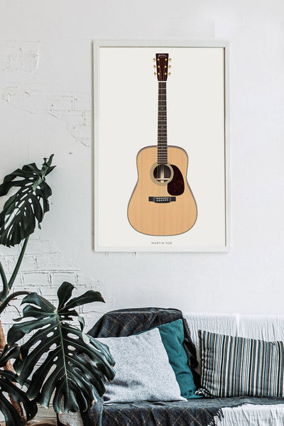 Martin D28 Herringbone Guitar Poster Art Print. Personalized Gifts, Wall Decor, Guitar Print, Guitar Art