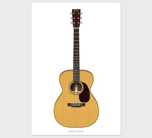 Martin OM28 Herringbone Guitar Poster Art Print. Personalized Gifts, Wall Decor, Guitar Print, Guitar Art