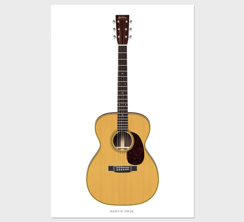 Martin OM28 Herringbone Guitar Poster Art Print. Personalized Gifts, Wall Decor, Guitar Print, Guitar Art